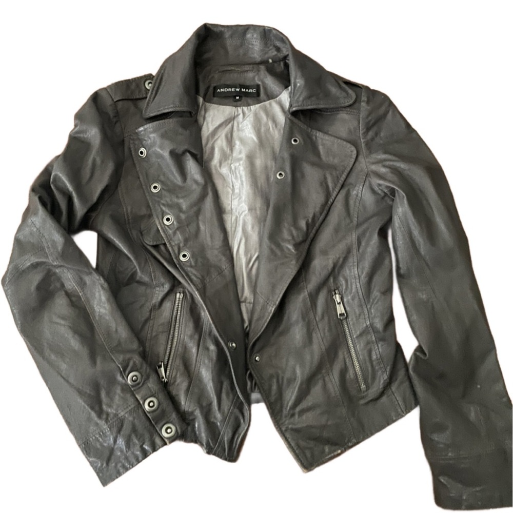 Andrew Marc Real Leather Moto Jacket – Size M (fits like 4-6)
